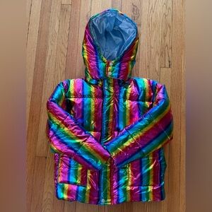 Lola + the Boys Rainbow Stripe Multicolor Winter Coat Jacket Girls Size 8